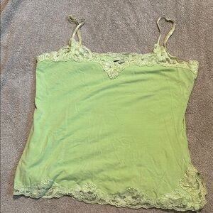 Fitted Green Lace Camisole Sleeveless Top